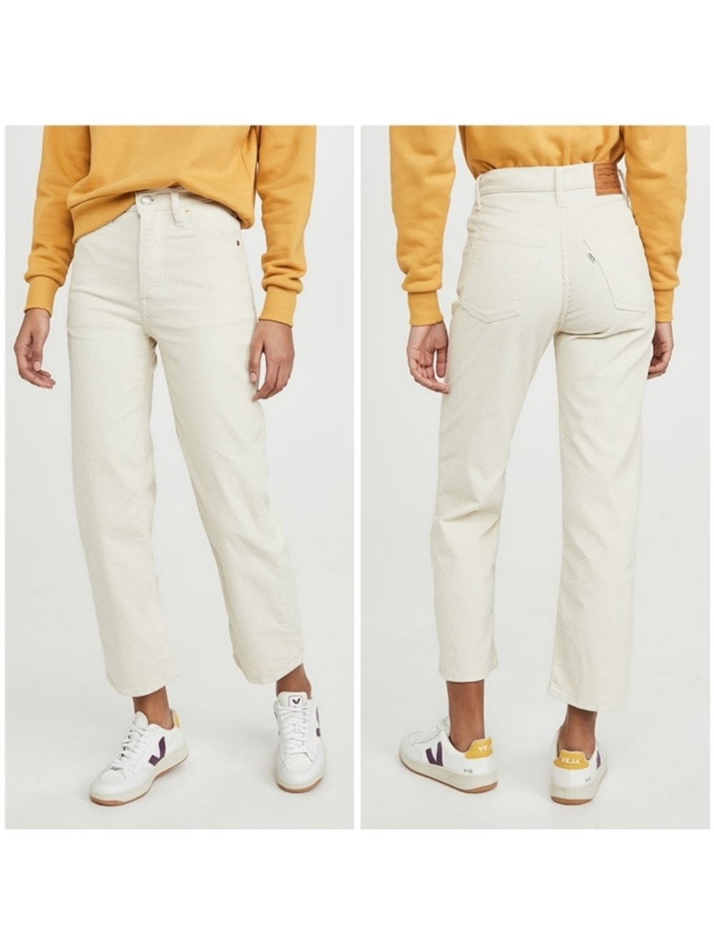 Levi’s Wedgie Fit Straight Corduroy Pants in Tofu Cream